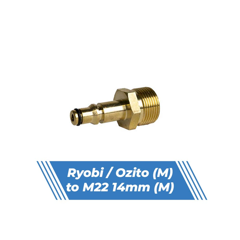 Aquatouch Ryobi / Ozito (M) to M22 14mm (M) pressure washer adaptor AQC142