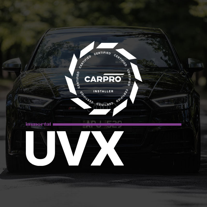 CARPRO Immortal UVX logo with Certified installer stamp