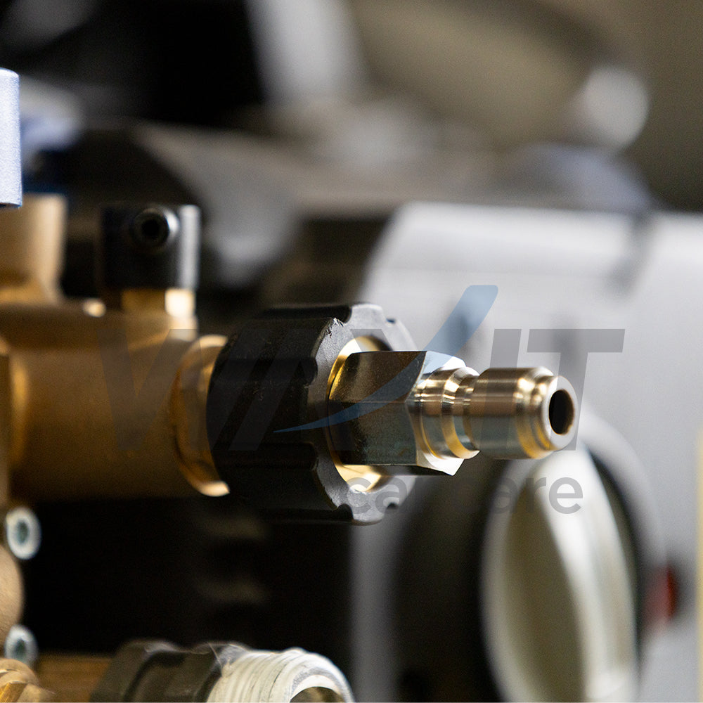 Aquatouch M22 (F) to 3/8" QC (M) adaptor fitted in a pressure washer setup