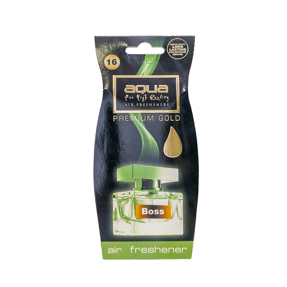 Aroma AQUA Premium Gold Drop hanging car air freshener, Boss scent