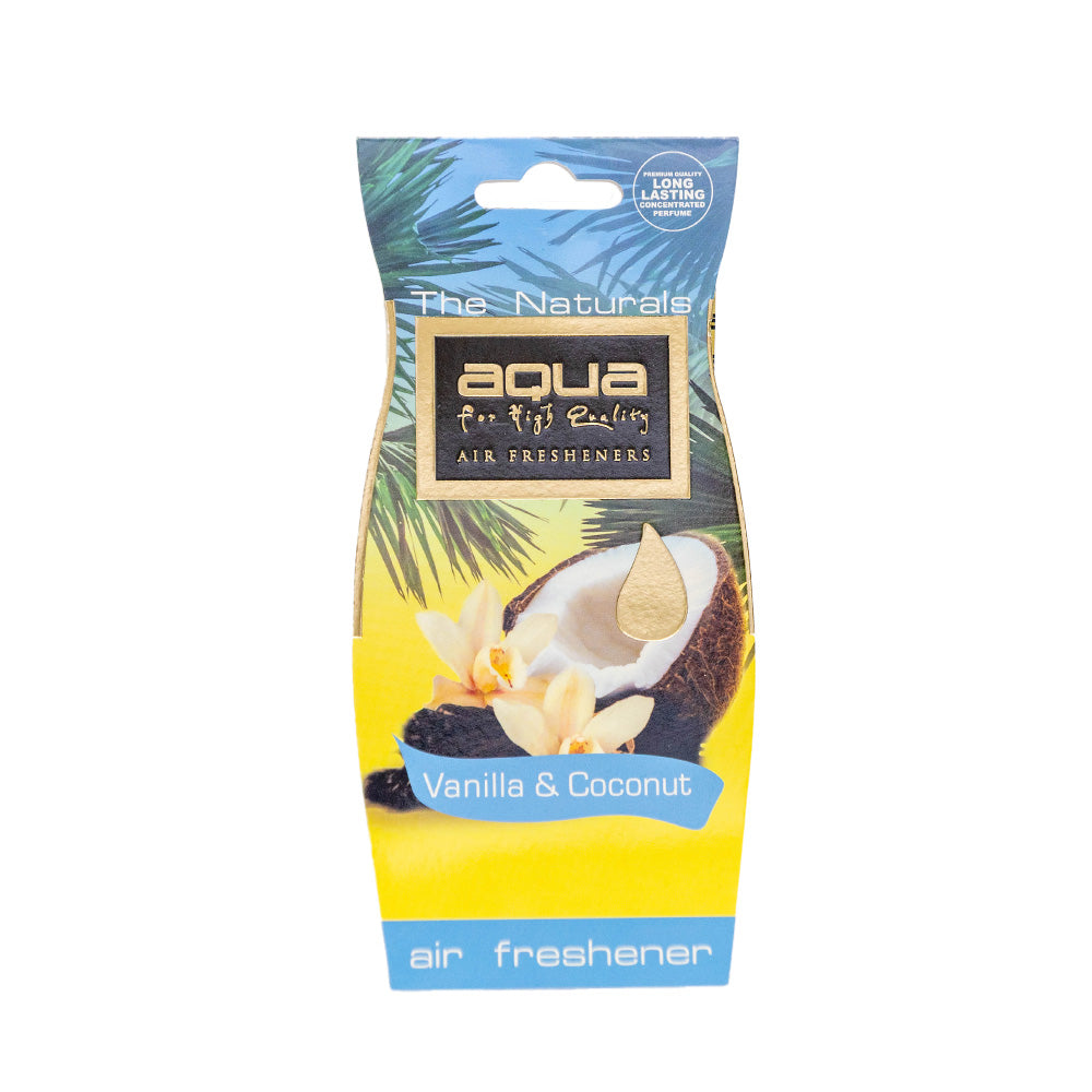 Aroma Aqua Natural Drop Car Air Freshener Product Photo - Vanilla & Coconut