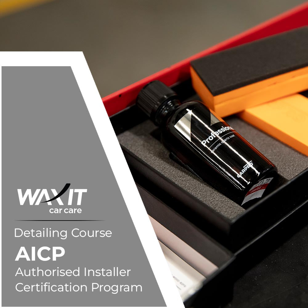 Detailing Course AICP with CARPRO professional bottle in the background