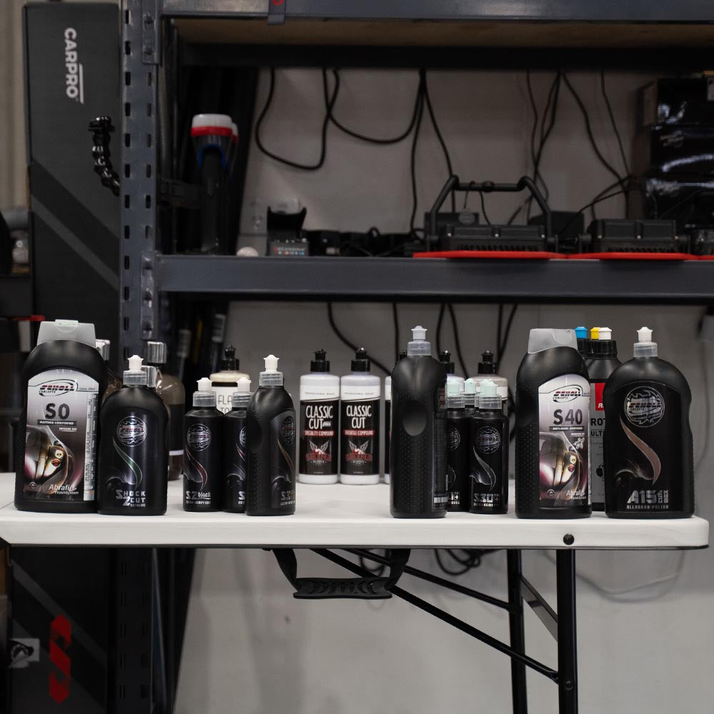 A range of compounds on a table