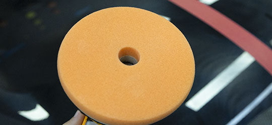 Orange pad on a polisher