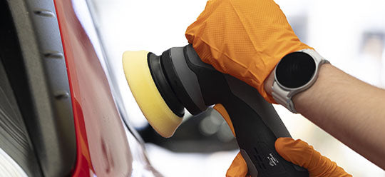 ShineMate EB212 about to start polishing a red car