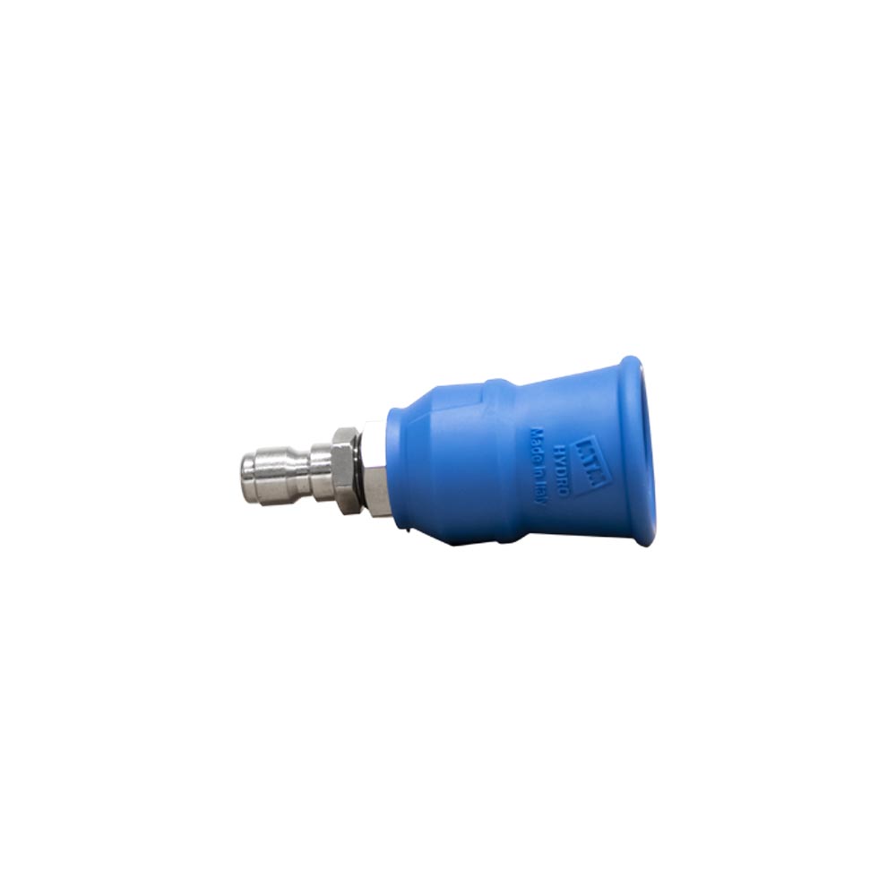 MTM blue 40° pressure washer nozzle with rubber guard and 1/4" quick connect