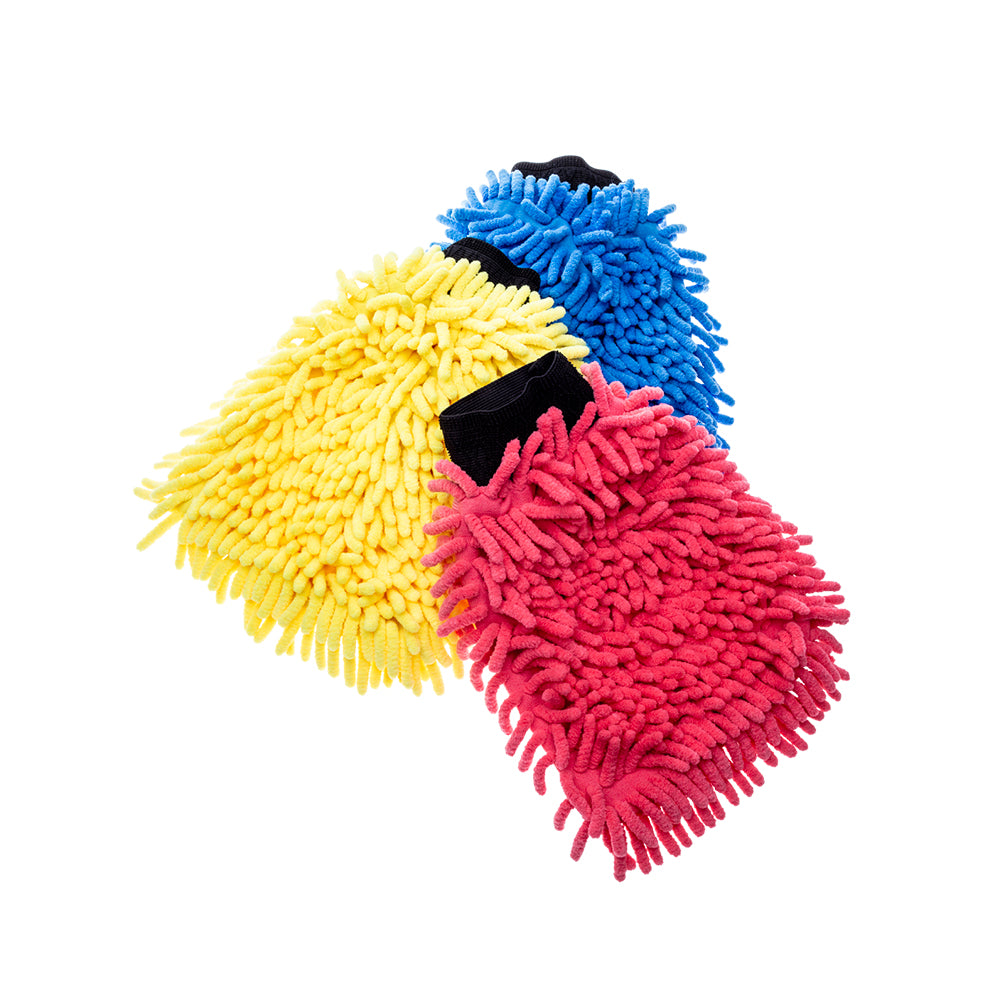 Koch Chemie Octopus microfiber mitts in red, blue and yellow