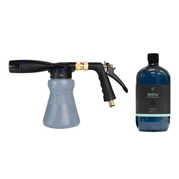 MTM Garden Hose Foam Cannon with a 1 L bottle of Nv SNOW pH Neutral Car Wash