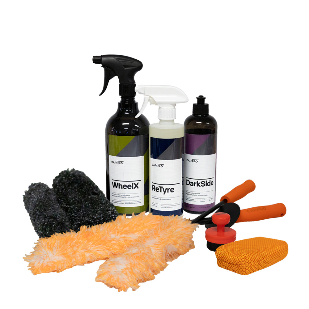 CARPRO Wheel Cleaning Kit with WheelX, ReTyre, DarkSide, brushes and Aquatouch SCRUBBA