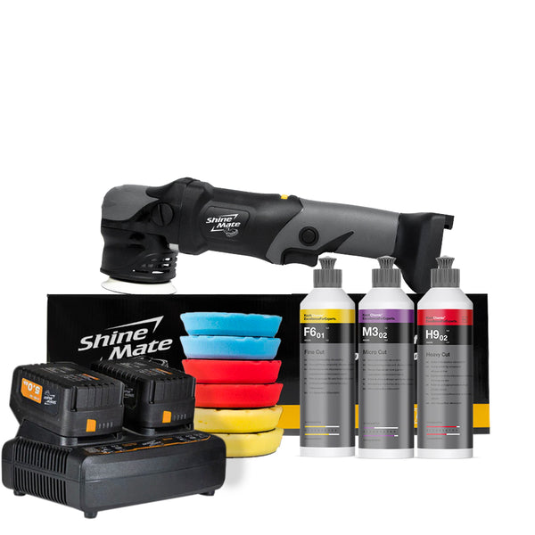 ShineMate EB351 3" 12mm | Mini Dual Action Cordless Car Polisher Kit