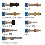 The 1/4" Quick Connect Attachments available to choose from to connect the foam cannon to your pressure washer
