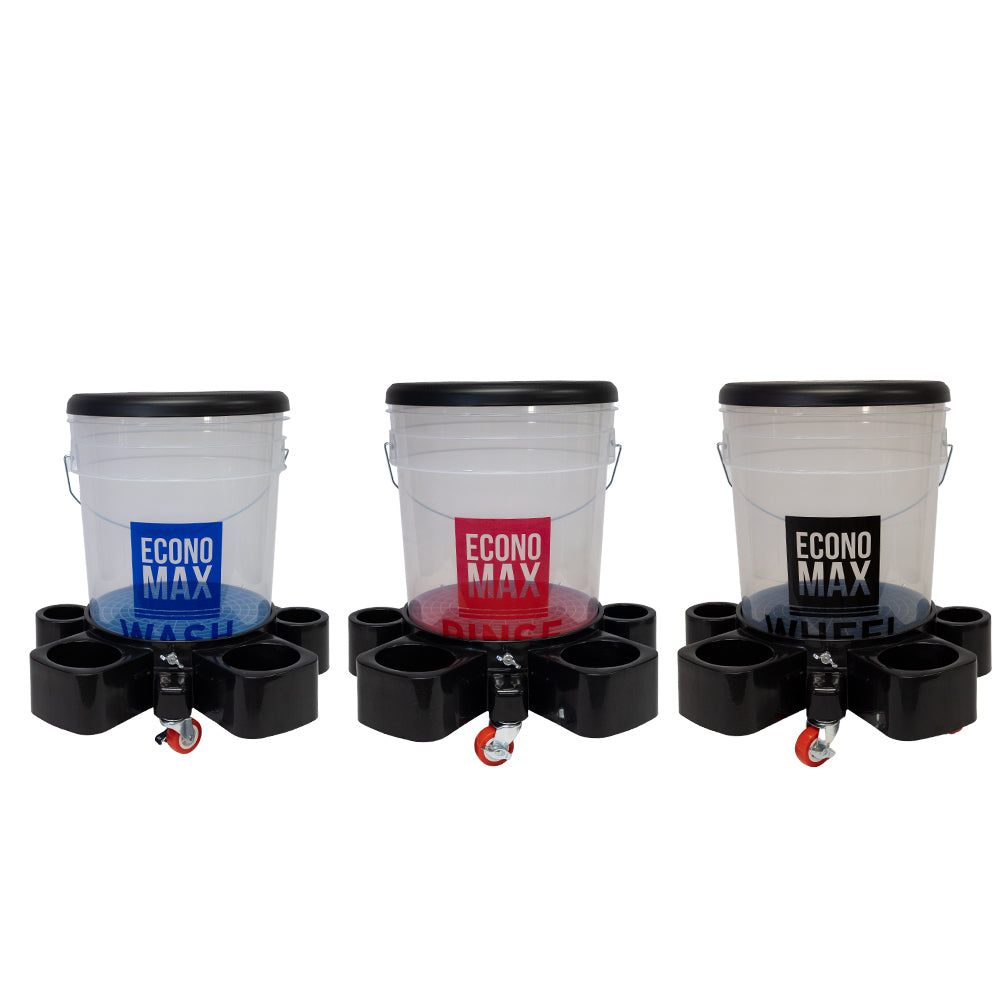 Economax Car Wash Bucket Kit with 20L wash and rinse buckets