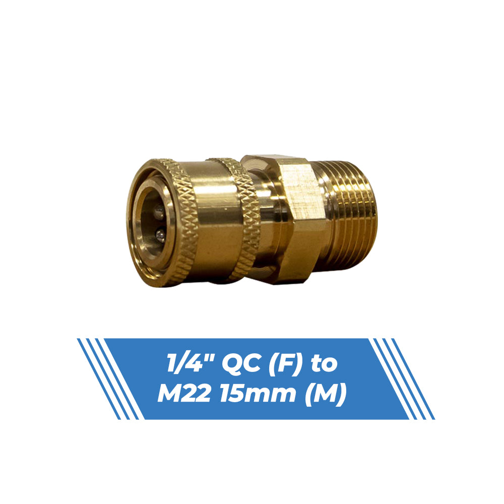 Aquatouch 1/4" QC female to M22 15mm male brass adaptor
