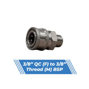 Aquatouch Pressure Washer Adaptors - 3/8” QC (F) to 3/8” Thread (M)