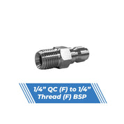 Aquatouch Pressure Washer Adaptors | 1/4" QC (M) to 1/4" Thread (M)