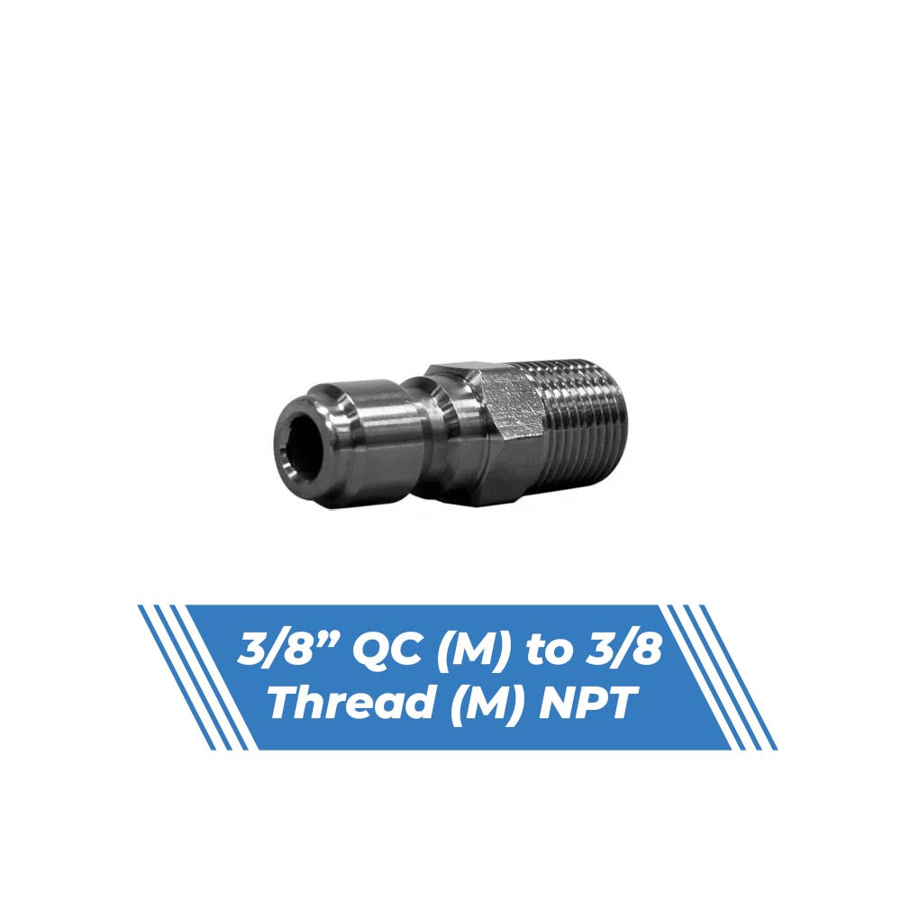 Aquatouch Pressure Washer Adaptors | 3/8” QC (M) to 3/8 Thread (M)