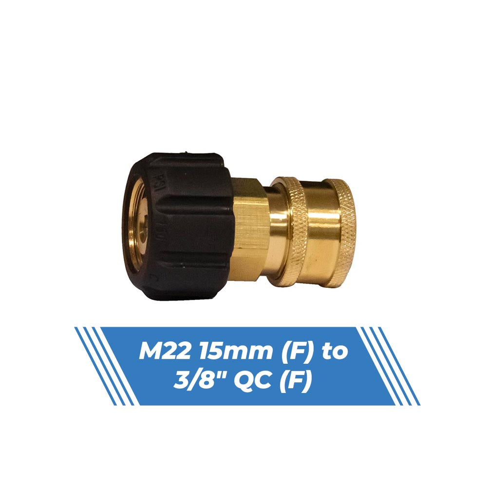 Aquatouch M22 15mm (F) to 3/8" QC (F) brass adaptor, AQC140