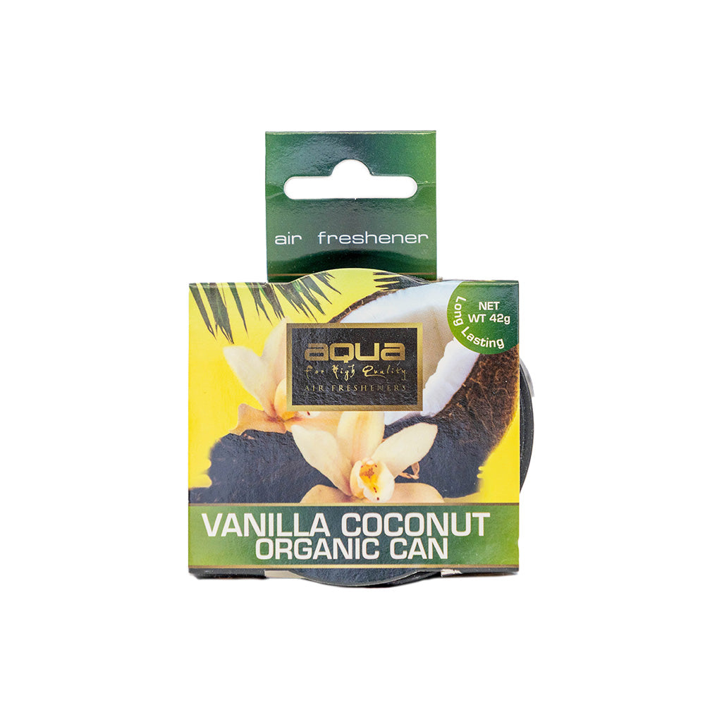 Aroma AQUA Organic Can Vanilla & Coconut in retail box