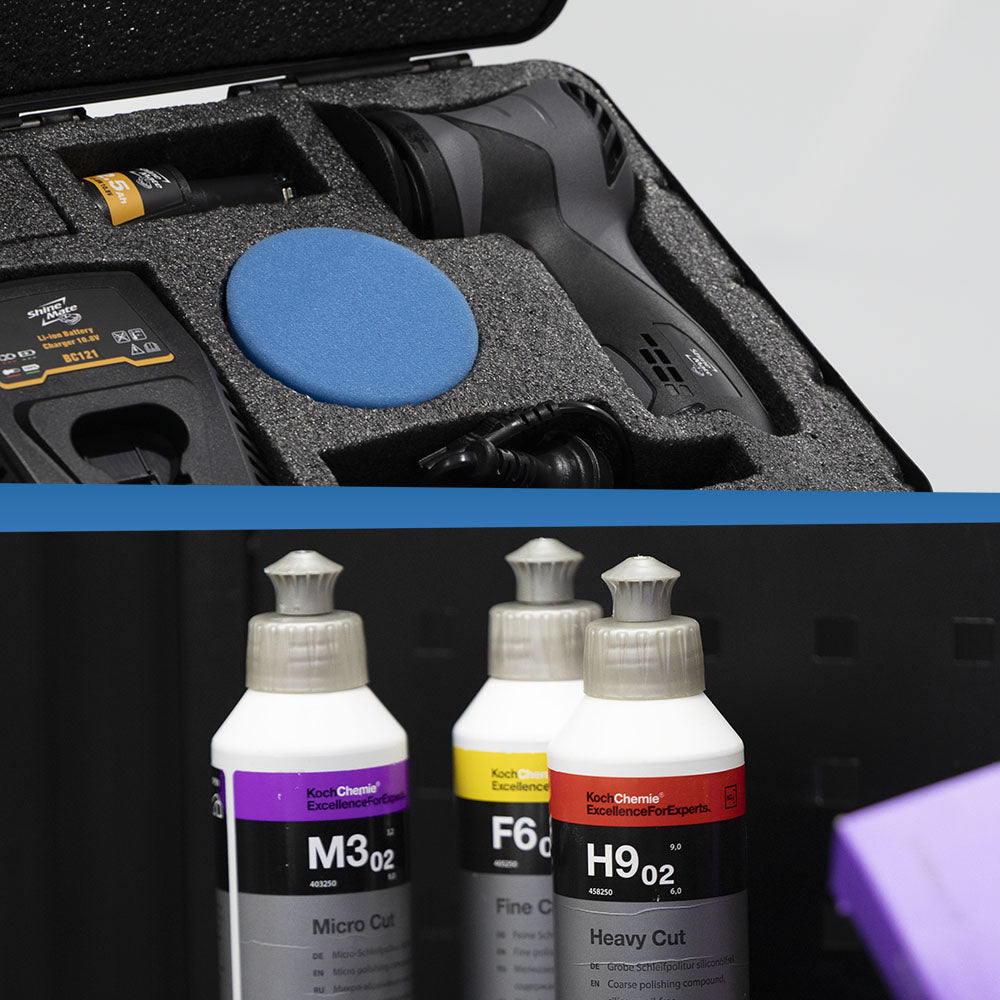 Opened case of Eb212 kit and Koch Chemie Compound kit