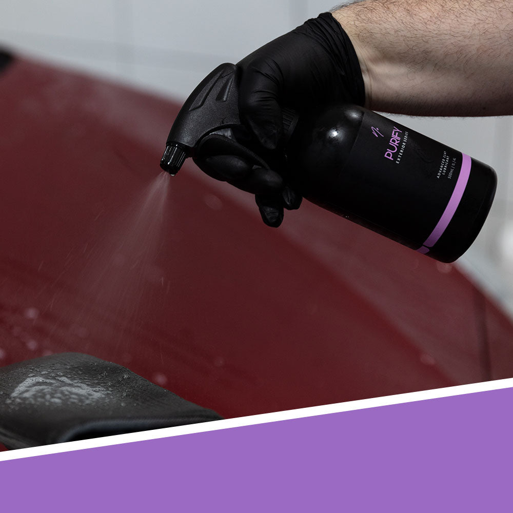 Nv Purify being sprayed on a red car