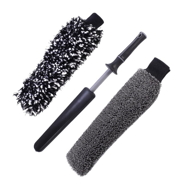 Detail Factory Dual Microfiber Wheel Brush with microfiber cover fitted