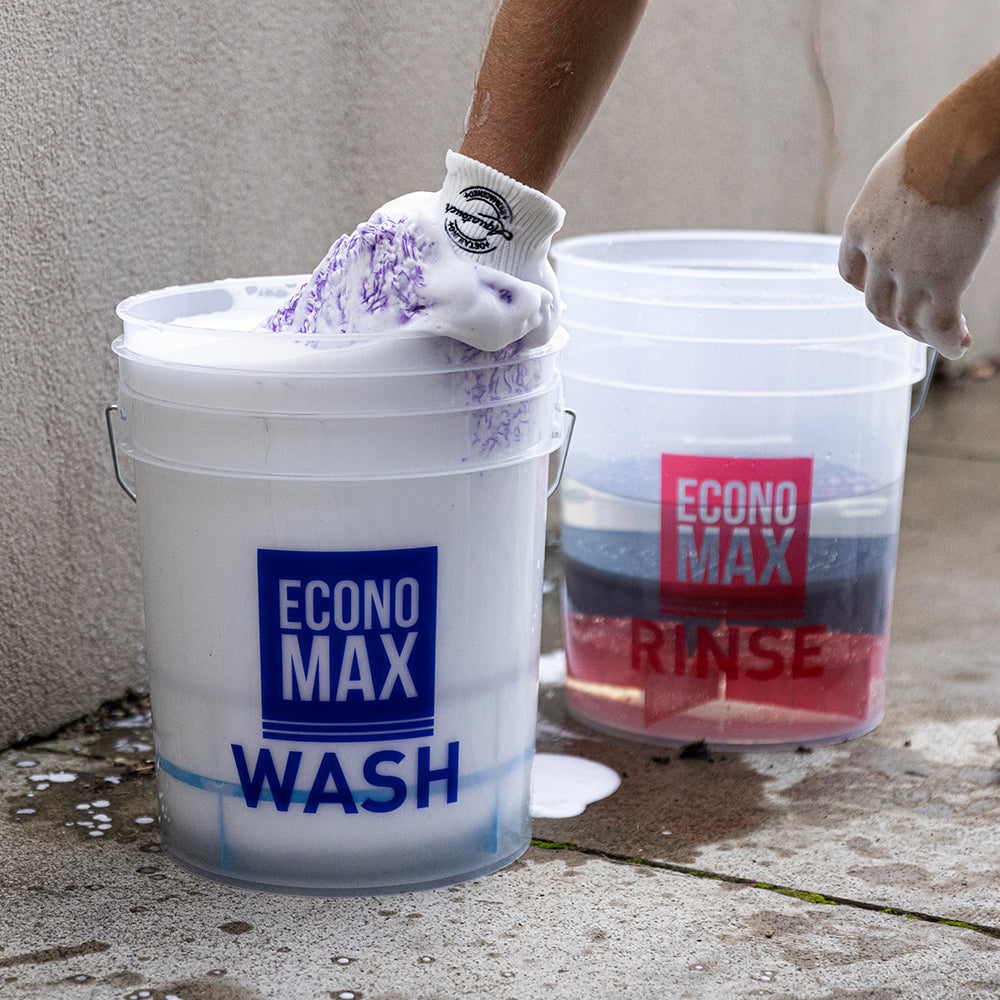 Economax Car Wash Bucket Kit with 20L wash and rinse buckets