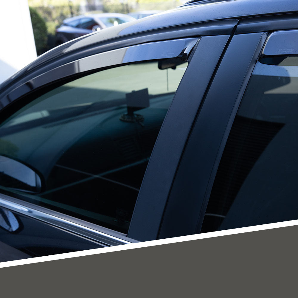 Side of a car showing plastic trims