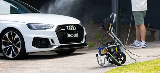 AR Pressure washer in a trolley outside