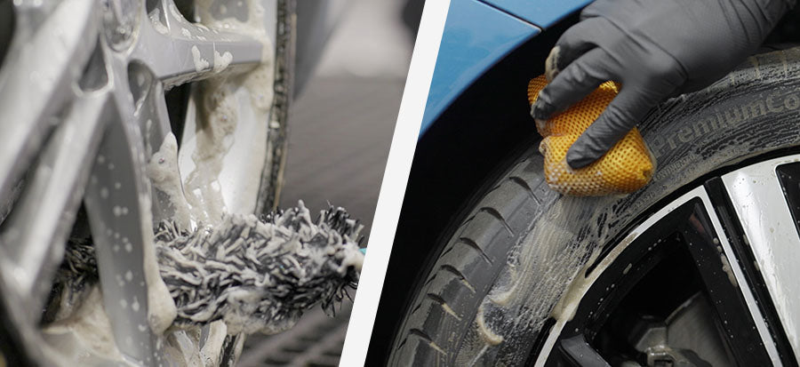 Showing both wheel cleaning and tyre cleaning of MIRCH Grime Reaper