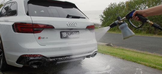 MTM Hydro Foam Cannon with sg35 short gun foaming white car