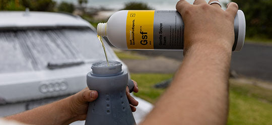 Pouring Gentle Snow Foam into MTM Foam Cannon Bottle