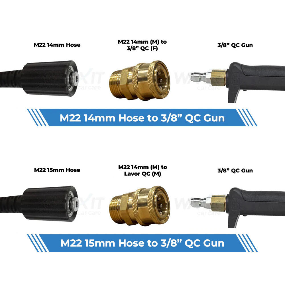 Aquatouch Pressure Washer Adaptors | 3/8" QC (F) to M22 (M)