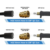 Aquatouch Pressure Washer Adaptors | 3/8" QC (F) to M22 (M)