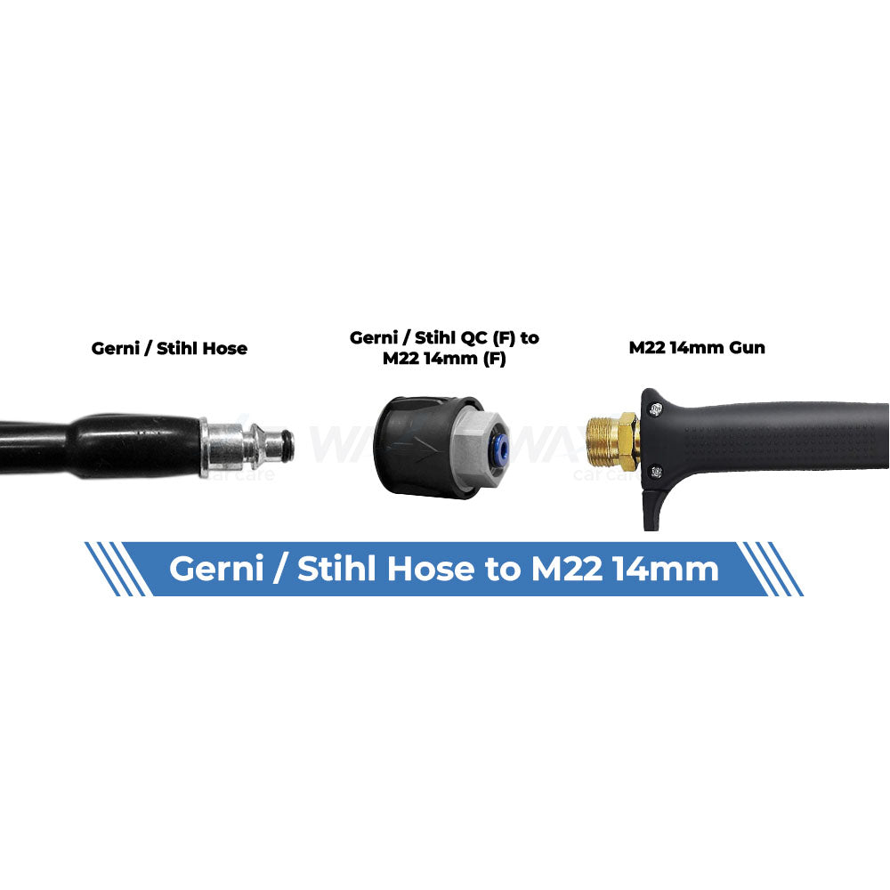 Aquatouch Pressure Washer Adaptors | Gerni / Stihl QC (F) to M22 14mm (F)