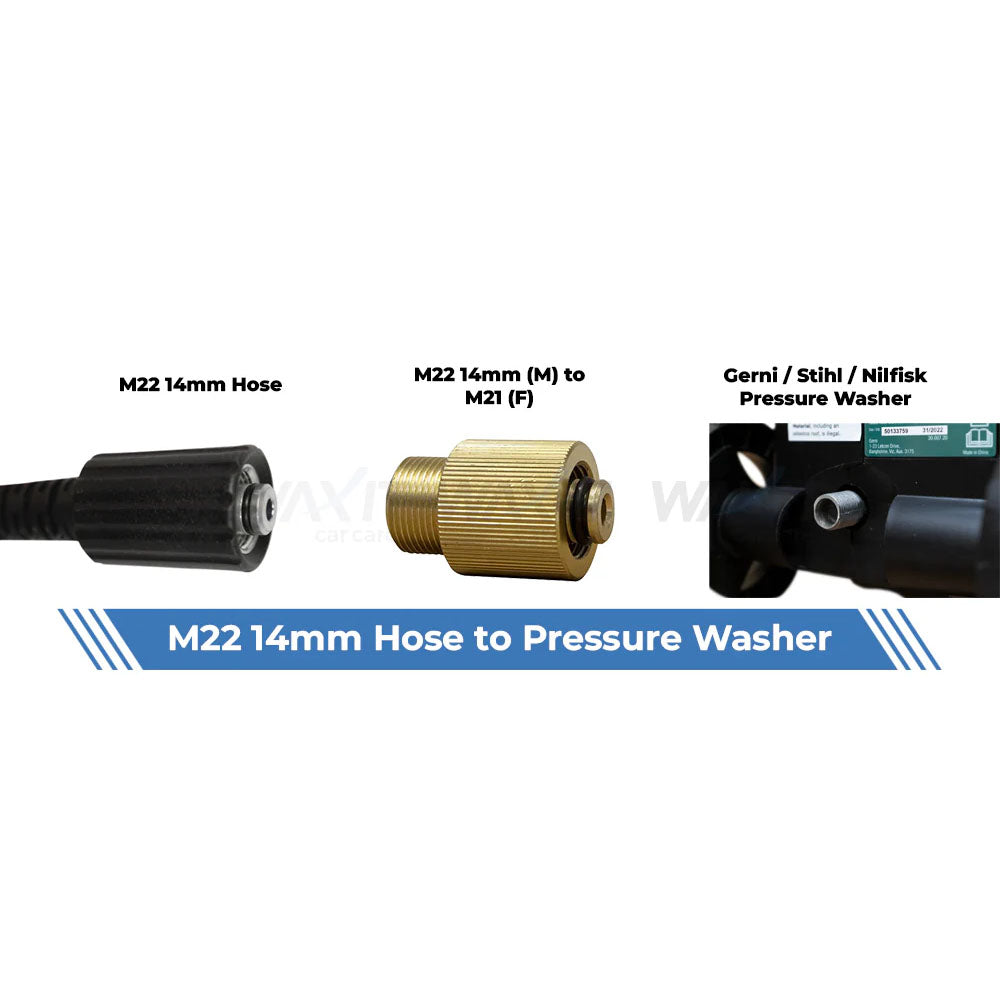 Aquatouch Pressure Washer Adaptors | M21 (F) to M22 14mm (M)