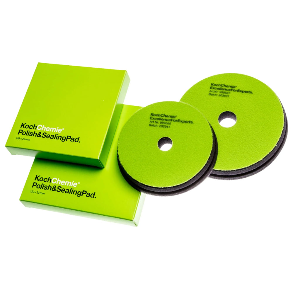Koch Chemie Polish & Sealing Pads in 126 mm and 150 mm sizes