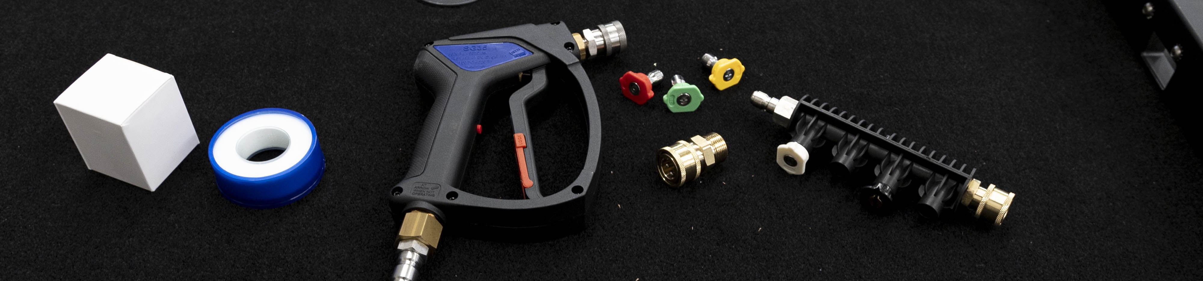Adaptors, tape, MTM Short gun, aquatouch nozzles, Aquatouch short lance
