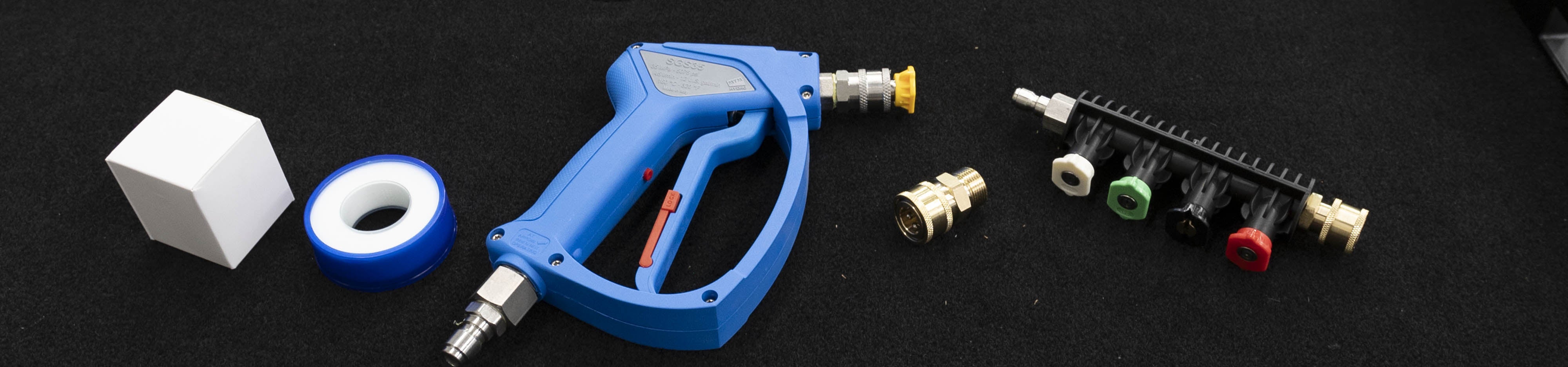 Adaptors, tape, MTM Short gun, aquatouch nozzles, Aquatouch short lance