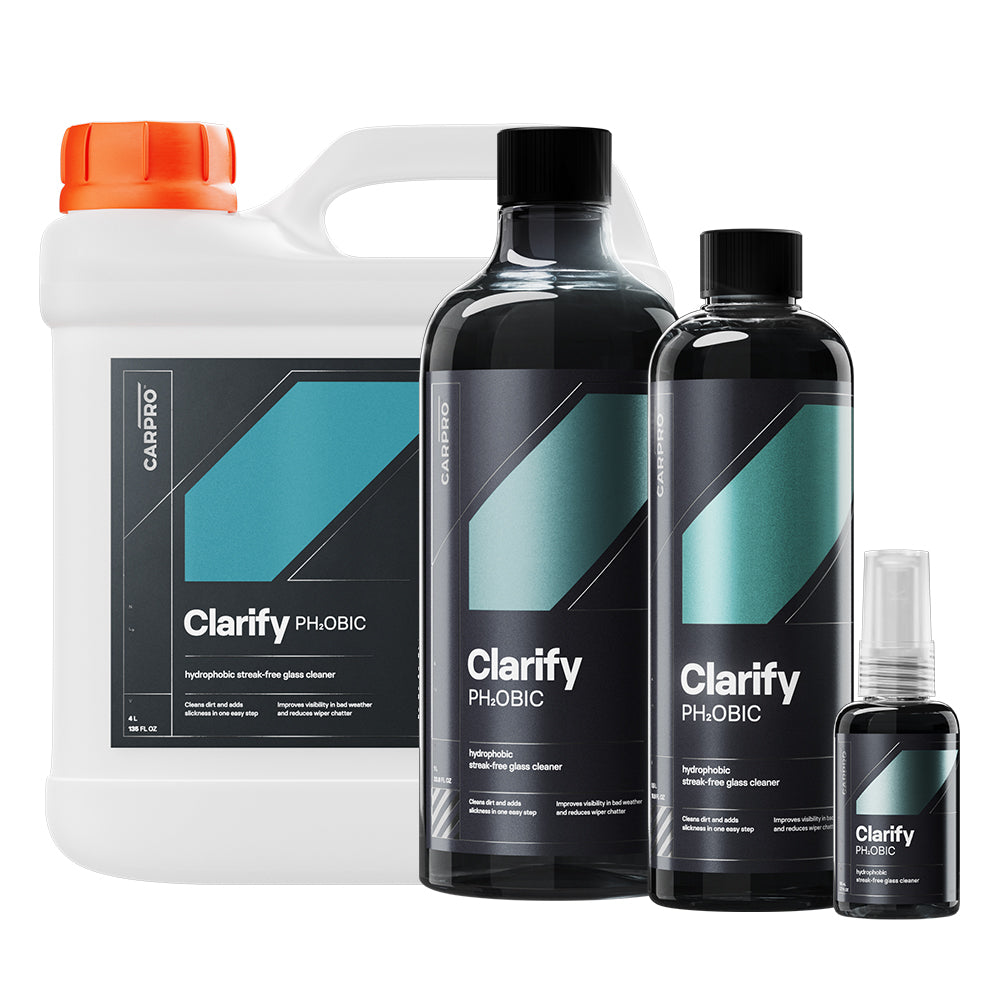 CARPRO ClarifyPhobic Glass Cleaner bottles