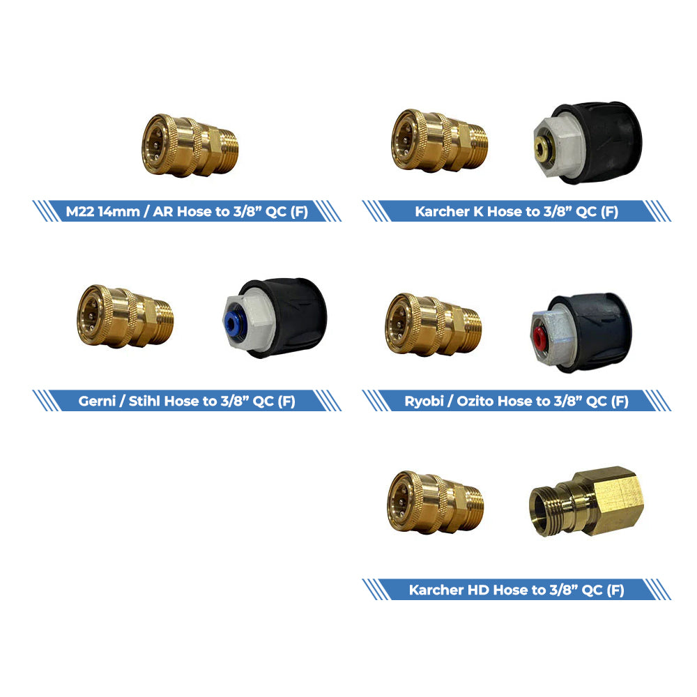 WaxIT short gun fitting kit adaptors for pressure washer brands