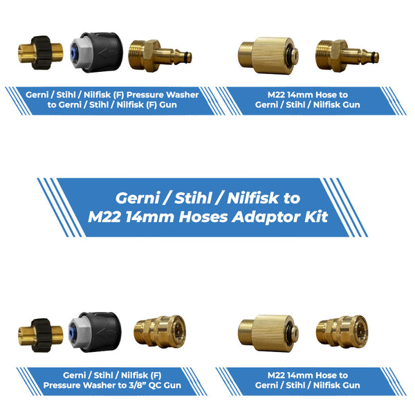 Gerni / Stihl / Nilfisk pressure washer hose fitting kit brass adaptors