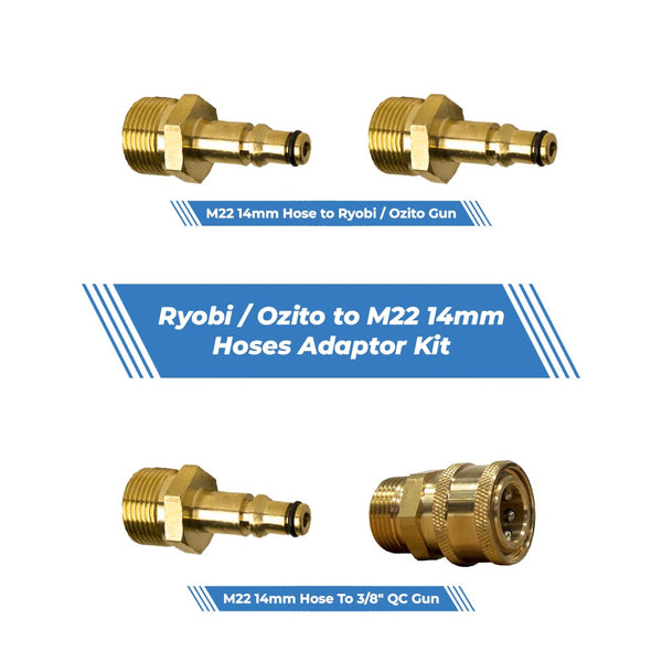 Ryobi / Ozito pressure washer hose fitting kit, brass male quick connect adaptors