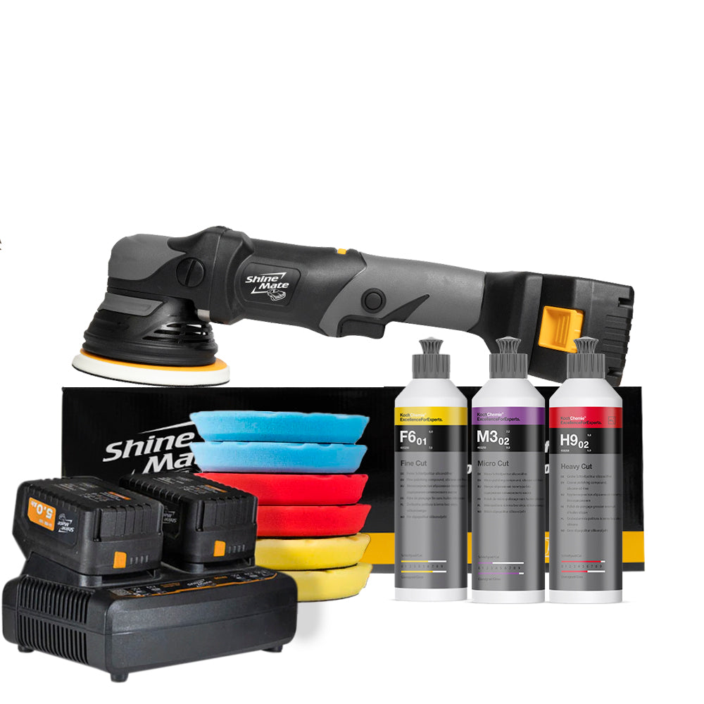 ShineMate EB351 5" 12mm cordless dual action polisher kit