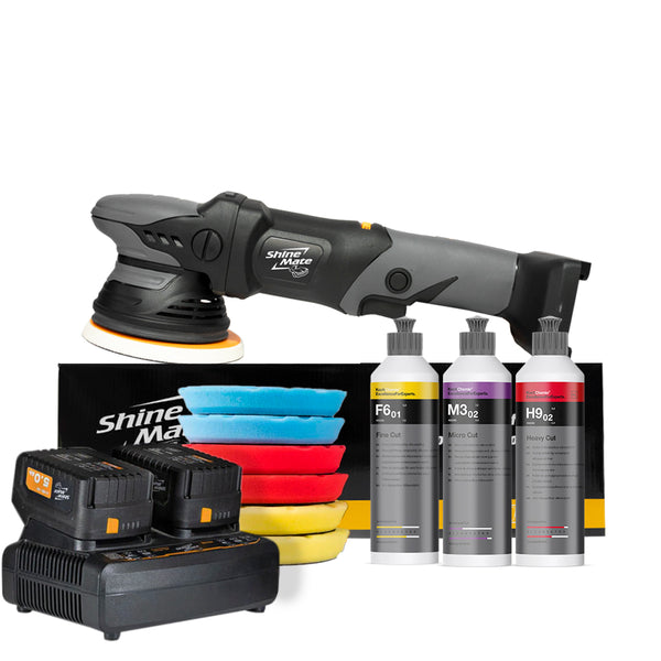 ShineMate EB351 5 inch 15mm cordless dual action car polisher kit