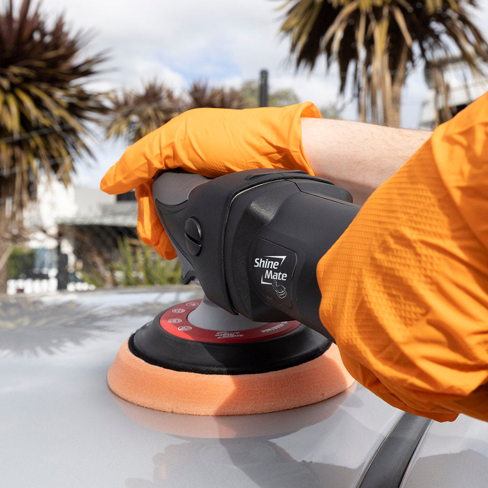 ShineMate EB251-6 cordless rotary polisher in use