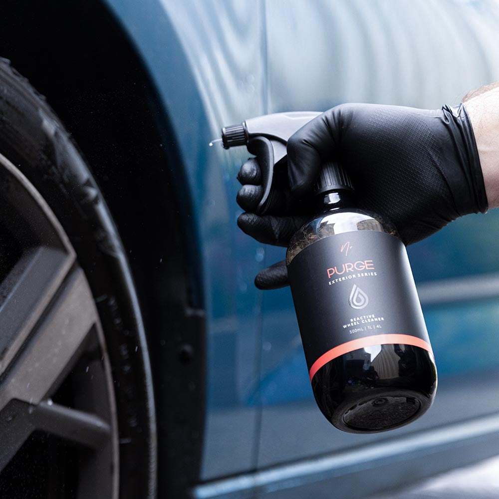 Nv PURGE reactive wheel cleaner on an alloy wheel