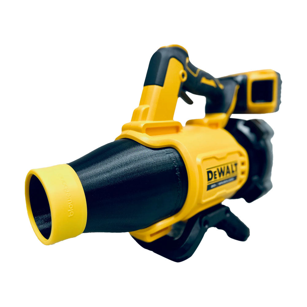 Yellow Dewalt 20V Leaf Blower with Stubby Nozzle & BlowerBand Attachment 