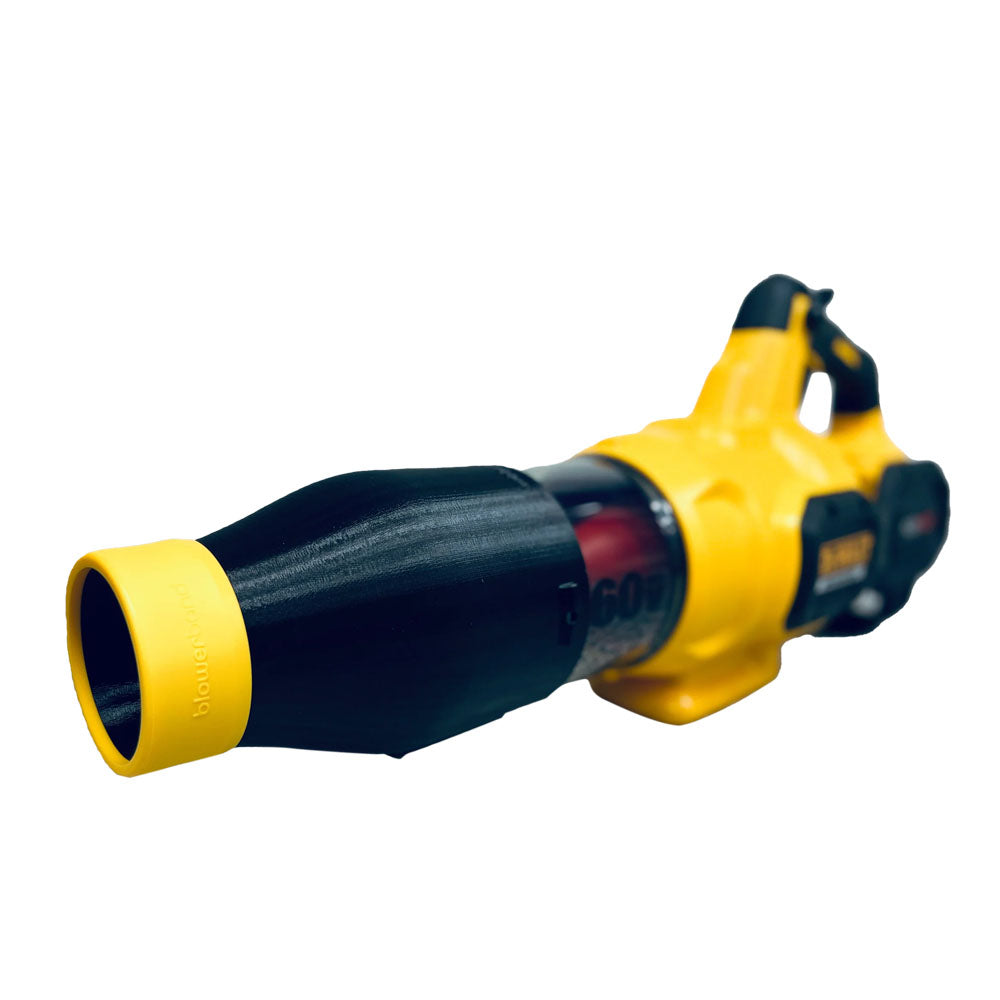 Yellow Dewalt 60V Blower with Stubby Nozzle & BlowerBand Attachment