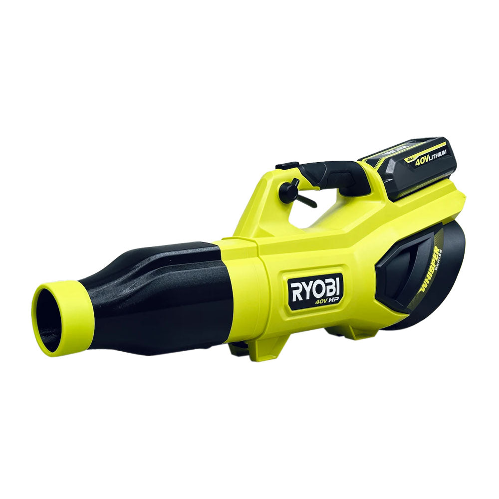 Green Ryobi Leaf Blower with Stubby Nozzle & BlowerBand Attachment 