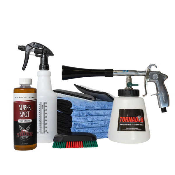 Waxit Carpet and Upholstery Cleaning Kit contents with Tornador Black
